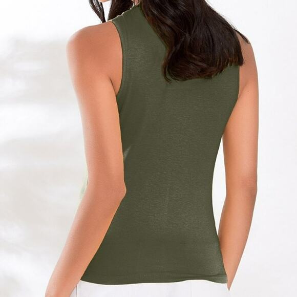 MILAN Kiss Green Cross Neck Sleeveless Top - Picture 2 of 2